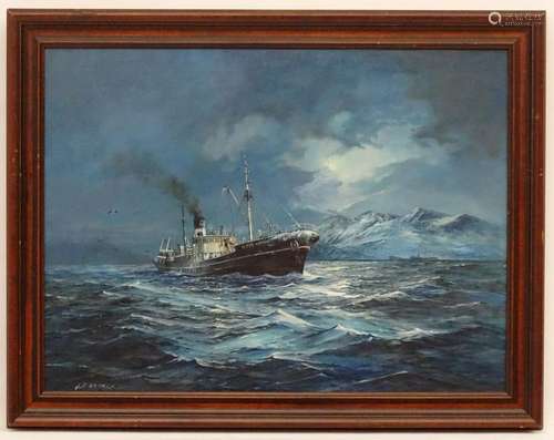 J P Herrick XX Marine School, Oil on board, The steel