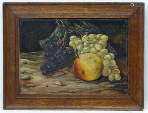 E. Daniel, c. 1900, Oil on canvas, Still life of fruit,