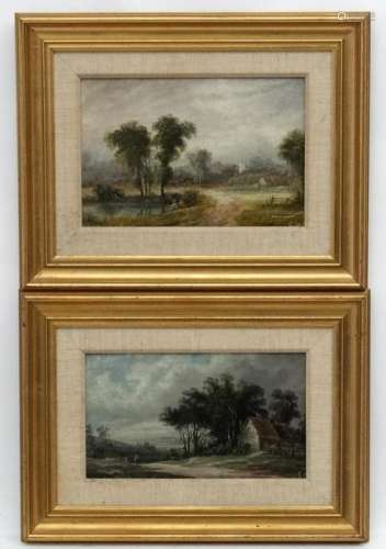 E.W. late XIX, Oil on board, a pair (2), Landscape with