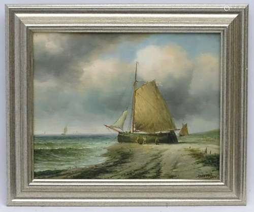 James Hardy XX Marine School, Oil on board, A beached