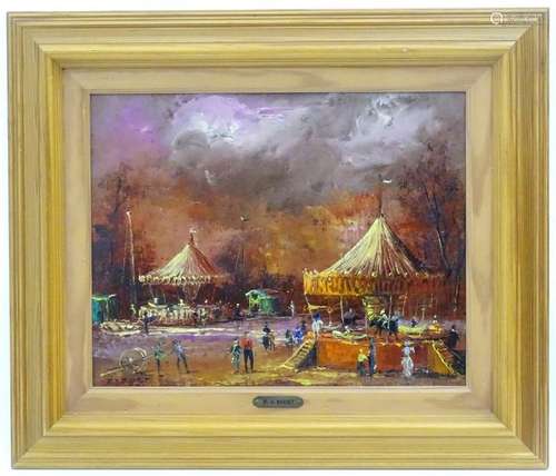 Raymond Jean Bizet (1922-2015), Oil on board, 'Fete