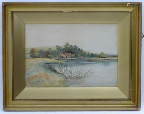 S. McMahon, /93, Watercolour, River's edge, Signed and