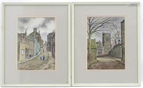 S. Chapman, 1987, Watercolour, a pair, 'The Church,