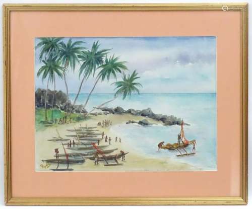 ? Berry, A watercolour of a native Caribbean beach