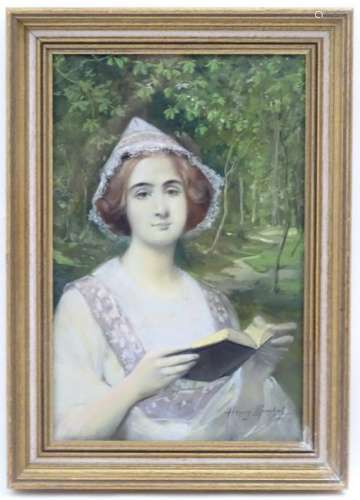Henry Marchal, 1911, Mixed Media, A girl reading a book