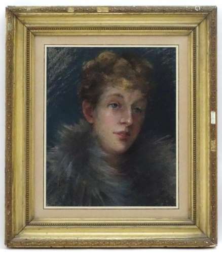 M Bif? c. 1900, Pastel, Portrait of an Edwardian lady,