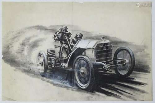 Patrick ' Pat ' Milne Automotive Art c.1955, Monochrome