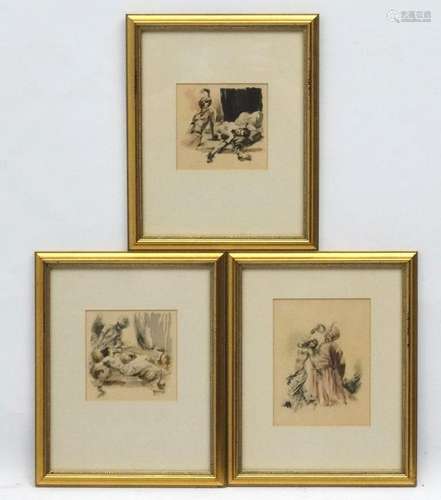 Early XX Arab / Ottoman School, Set of 3 aquatint