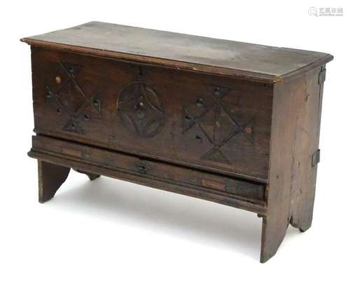 A late 17thC elm mule chest / coffer of small