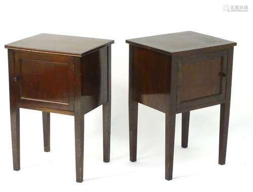 A pair of late 19thC mahogany pot cupboards, both