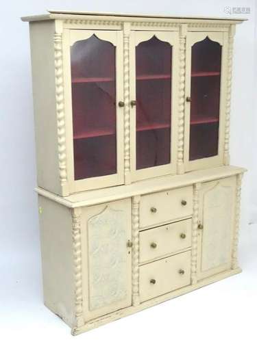 A Victorian painted dresser with a moulded cornice