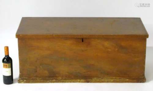 A late 19thC elm blanket box with wrought iron hinges