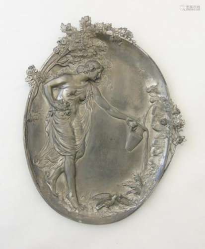 Art Nouveau - WMF : An 'old silver finish' wall plaque