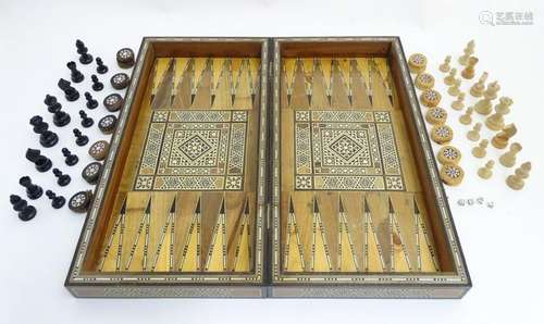 Folding Games Box: a Damascus inlaid games box of back