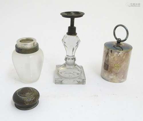 3 Victorian items: a facet cut glass pedestal with