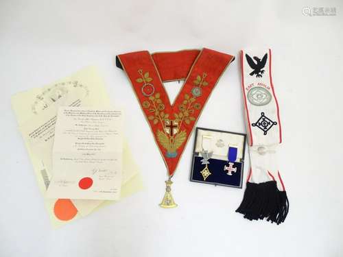 Masonic regalia : St. Helena 418, Rose Croix no 671,