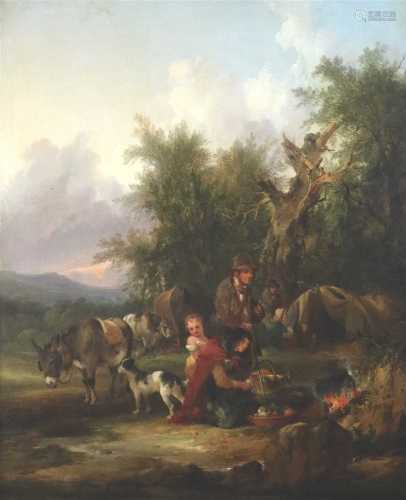William Shayer, Gypsy encampment, oil on canvas