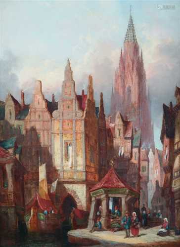Hermann Schafer, Pair of City Scenes- Ulm and Antwerp