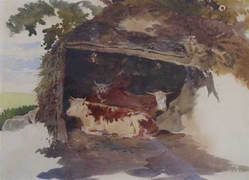 Attributed to Peter la Cave, Cattle in a stable