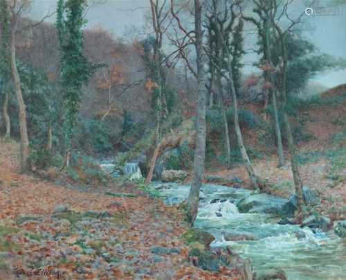 Thomas Ellison (1862-1952), Beech Trees beside a Stream in Winter