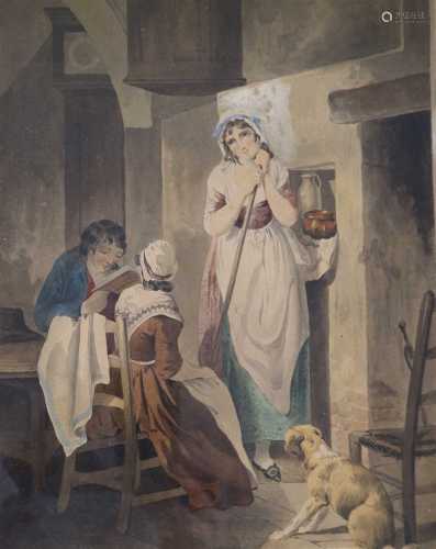 Attributed to Francis Wheatley RA (1747-1801), Figures before a Fire