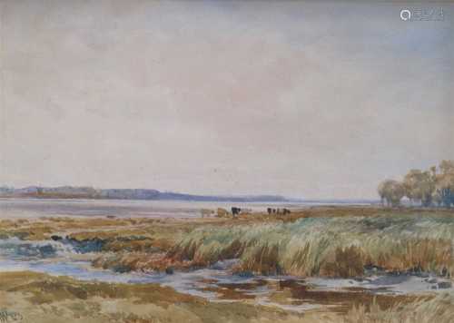 Edmund Morison Wimperis (1835-1900), Estuary scene with cattle watering