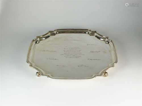 A silver presentation salver,