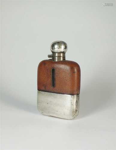 A silver mounted hip flask