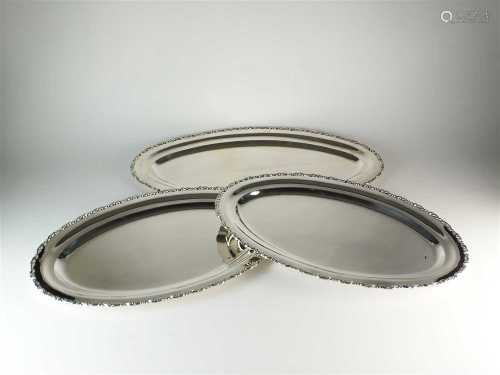 Three Egyptian silver platters