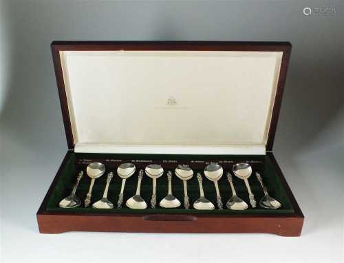 A cased set of silver apostle spoons