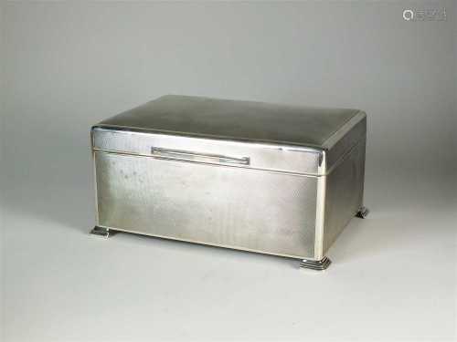 A large silver mounted cigar box