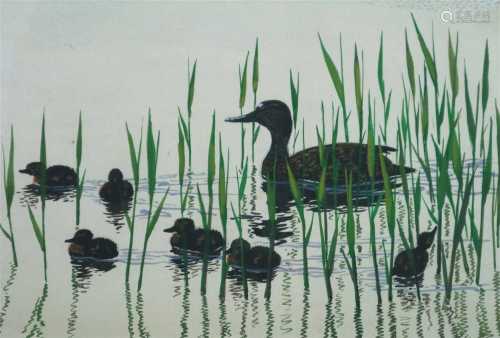 Charles Frederick Tunnicliffe (1901 - 1979), A Mallard with herDucklings
