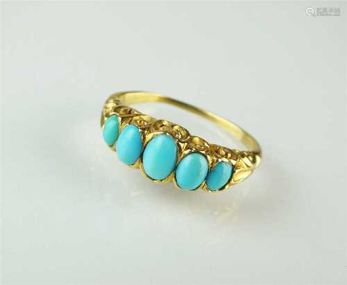 A five stone turquoise ring