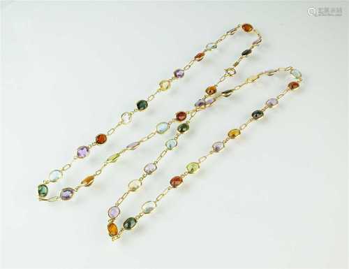 A multi gem set necklace