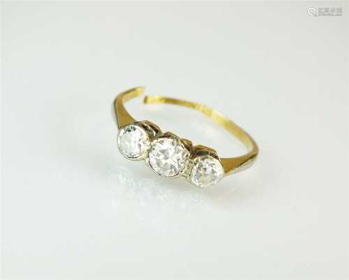 A three stone diamond ring