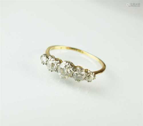 A graduated five stone diamond ring