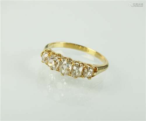 A five stone graduated diamond ring