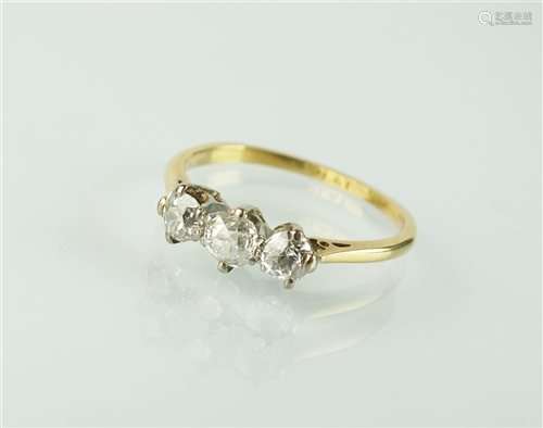 A three stone diamond ring