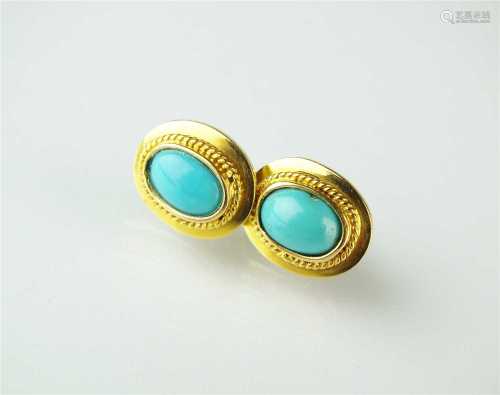 A pair of turquoise earrings
