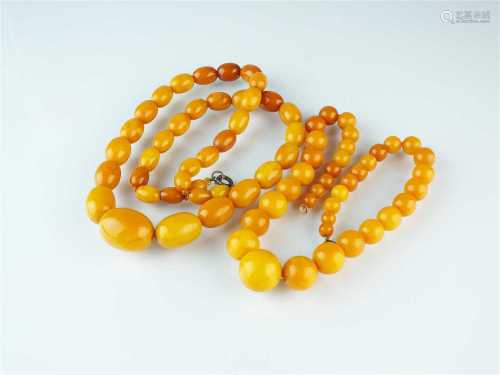 Two amber bead necklaces