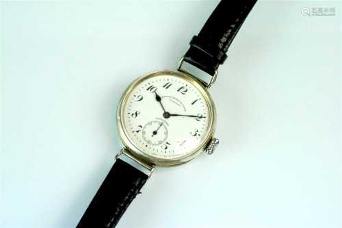 A Silver Longines Wristwatch Circa 1917, Dial Signed By Longines/ Henry Birks & Sons