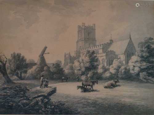 Thomas Hearne (1744-1817), Great Dunlow Church with Figures