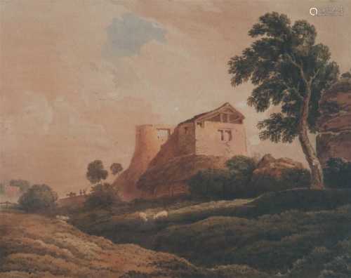 John Varley (1778-1842), 'Tree, Barn and Ruined Oast House of Keln'