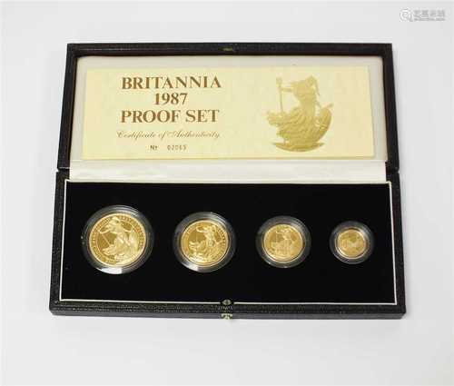 An Elizabeth II Britannia 1987 proof four coin gold set