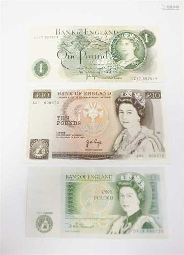 Three banknotes