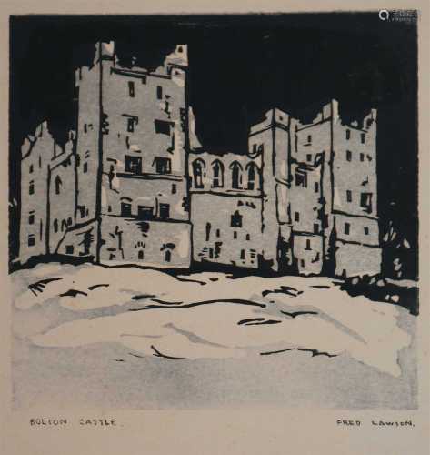 Fred Lawson (1888-1968) Two Prints- Bolton Castle and Kitchen scene