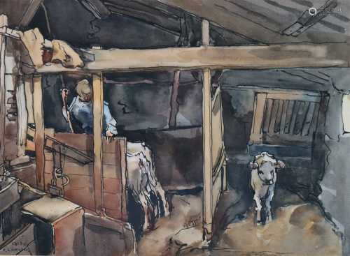 Fred Lawson (1888-1968), Cows in Byre