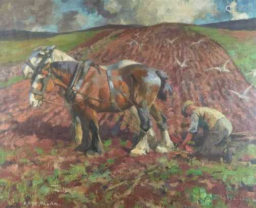 § Archibald Russell Watson Allan RSA (1878-1959), Ploughteam, oil on canvas