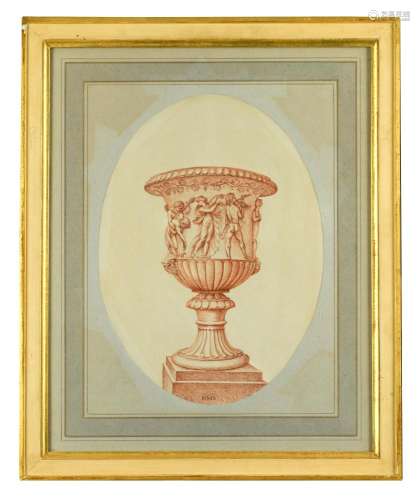 English School, 19th Century Designs for urns signed 