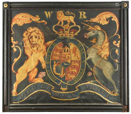 English School, 18th Century A painted hatchment of the Royal Coat-of-Arms of King William IV - Honi